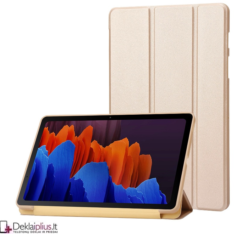 Smart soft dirbtinės odos dėklas - auksinės spalvos (Samsung Tab S7 (T870/T875)/Tab S8 (SM-X706) Smart soft dirbtinės odos dėklas - auksinės spalvos (Samsung Tab S7 (T870/T875)/Tab S8 (SM-X706)